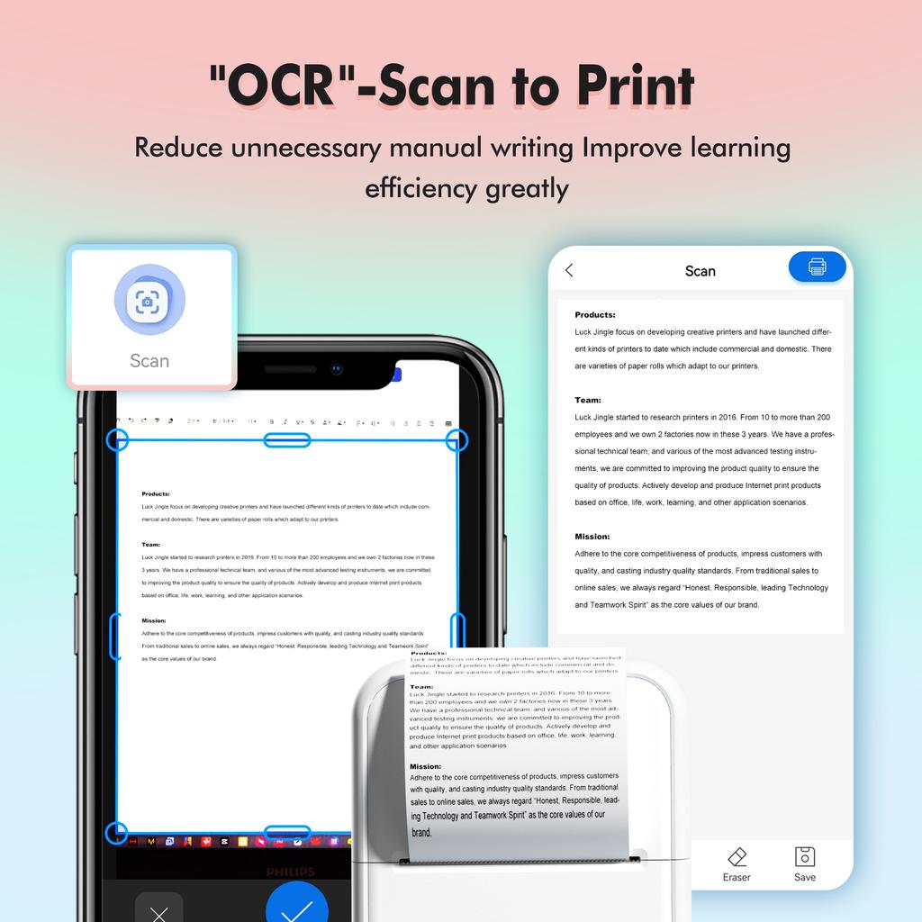 Mini taskuprinter Kaasaskantav termofotode kiirprintimine etikettide valmistaja masin BT Wireless Connect