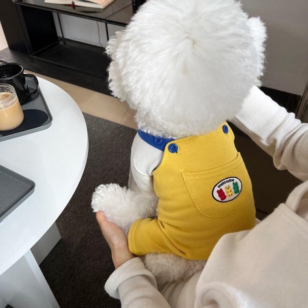 

Breathable Puppy Jumpsuit Thick Cat Pants Cute Pet Overalls for Spring and Autumn L жовтий