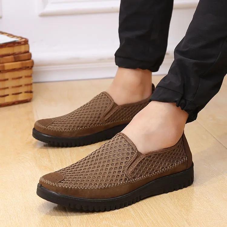 Zapatos Casuales de Malla Old Beijing para Hombre - Antideslizantes, Transpirables, Sandalias de Suela Blanda