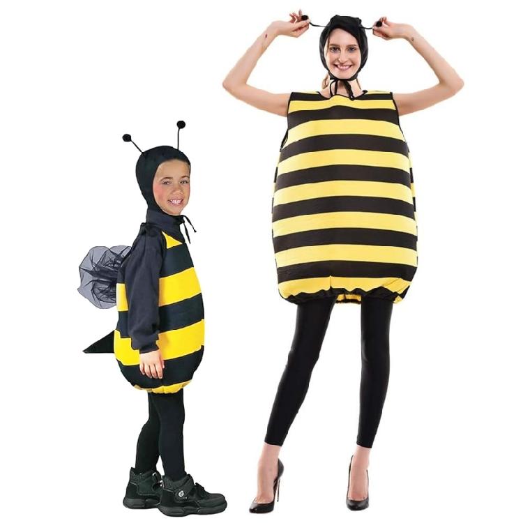 Honeybee Costume Bees Antenna Headband Cap Bumble Bees Wing Tunics 3pcs Bees Costume Kit for Halloween Cosplay Party