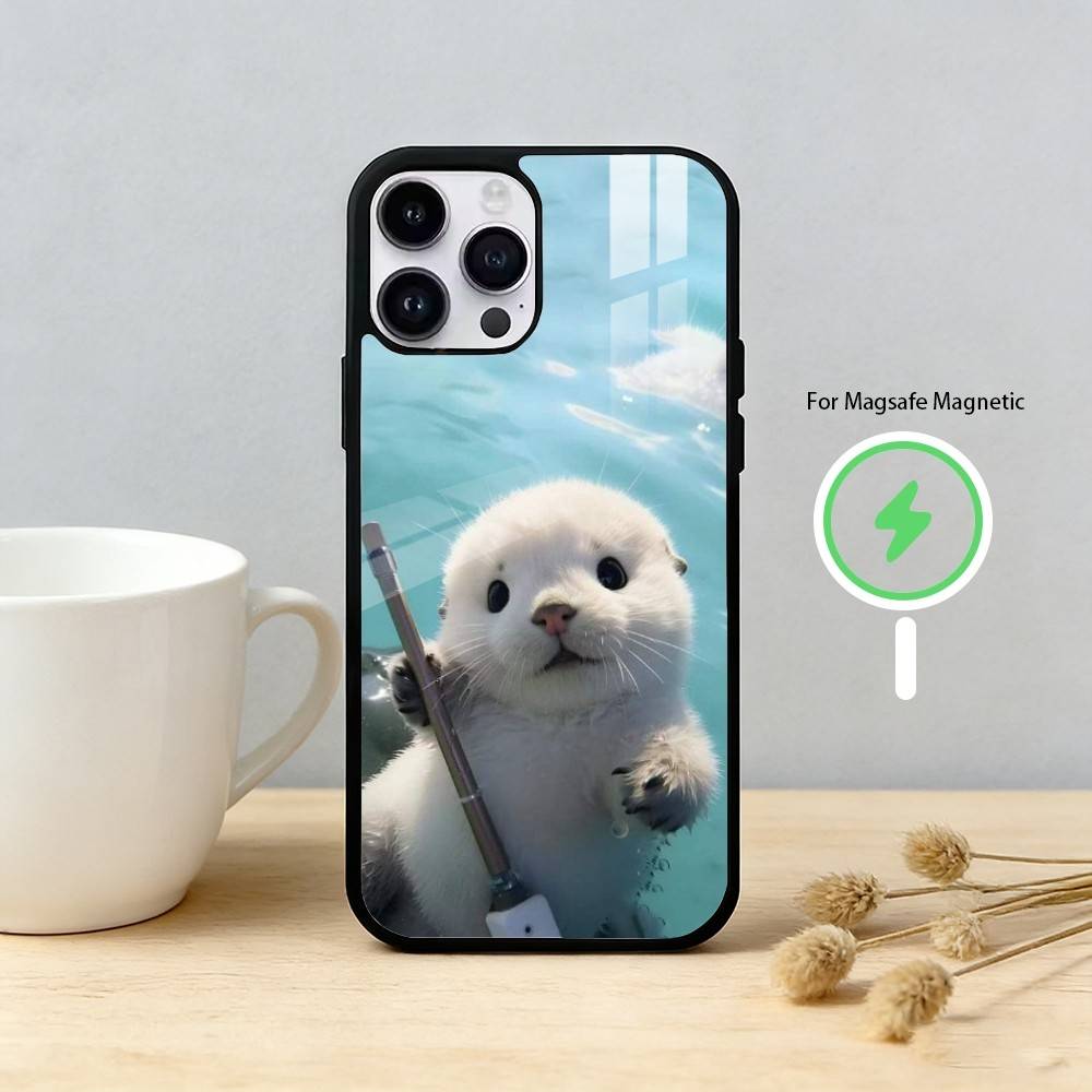 Cute Baby Sea Otter Phone Case For iPhone 17,16,15,14,13,12,Plus,Pro,Max For Magnetic Wireless Charge