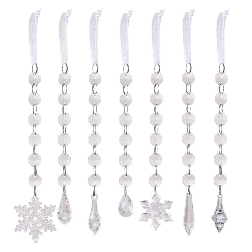 Transparent Christmas Tree Hanging Pendants Snow Beads Star Christmas Decorations  Party Supplies