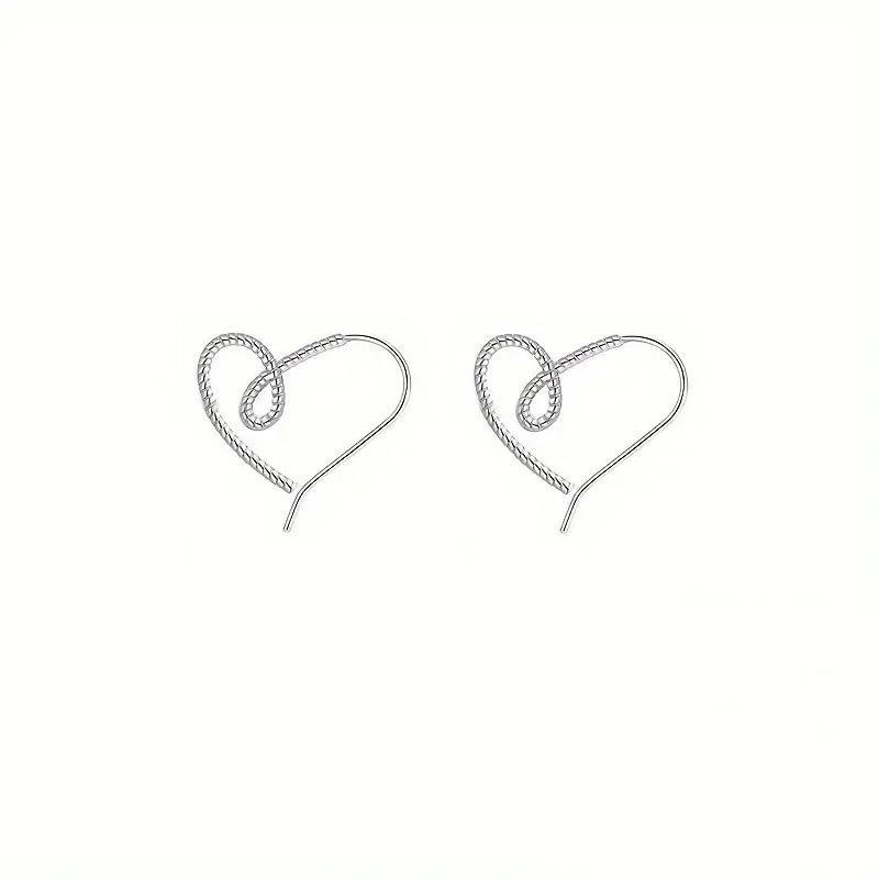 Twisted Wire Irregular Open Heart Hook Earrings Minimalist Hollow Love Shape Drop Ear Rings for Women Daily Fashion Jewelry