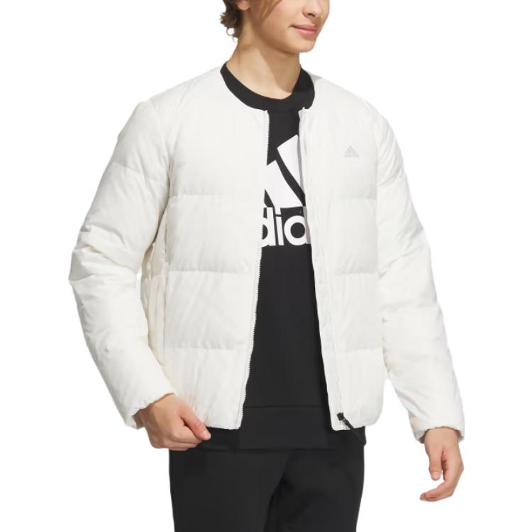 adidas Logo Yazılı Hafif Kaz Tüyü Ceket Erkek Dış Giyim Beyaz IT8749
