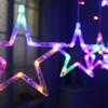 Solar LED Star and Moon Curtain String Lights for Outdoor Waterproof Decoration