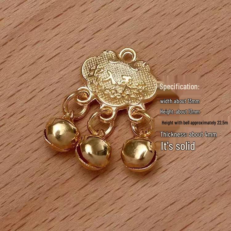 Gold & Silver Longevity Ruyi Bell Pendant for Children