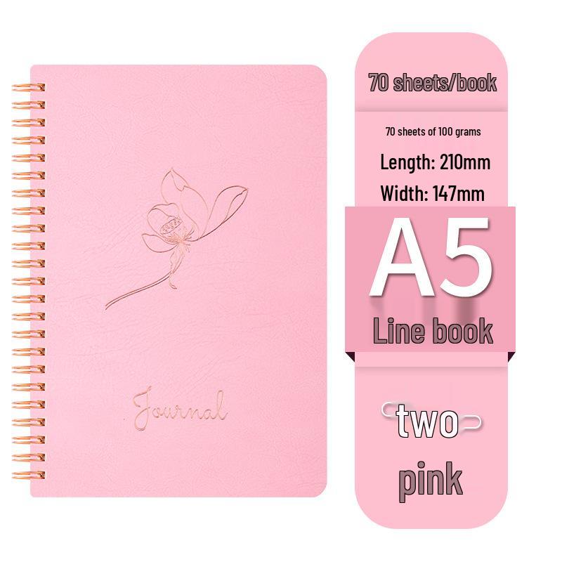 A5 Spiral-Bound Leather Notebook, Comfortable Grip, Thick Pages, Simple Office Stationery