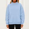 Women's Fashionable Solid Color Round Neck Long Sleeved Sports Casual Pullover Sweatshirt Top