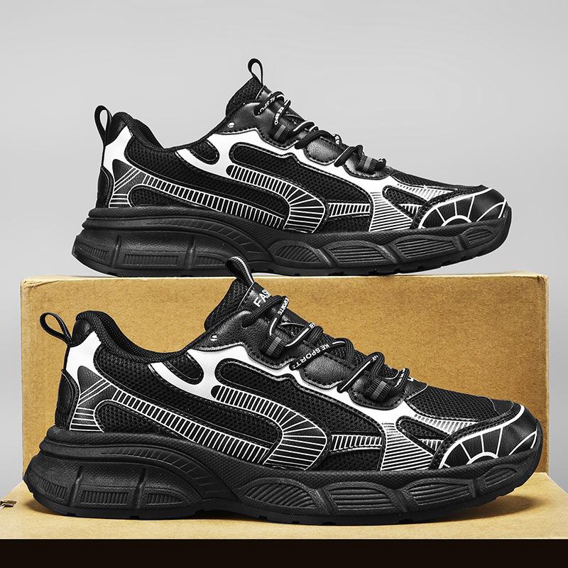 New Trendy Breathable and Versatile Mesh Sports Shoes for Male Students Casual Running Height Increasing Dad Sneakers