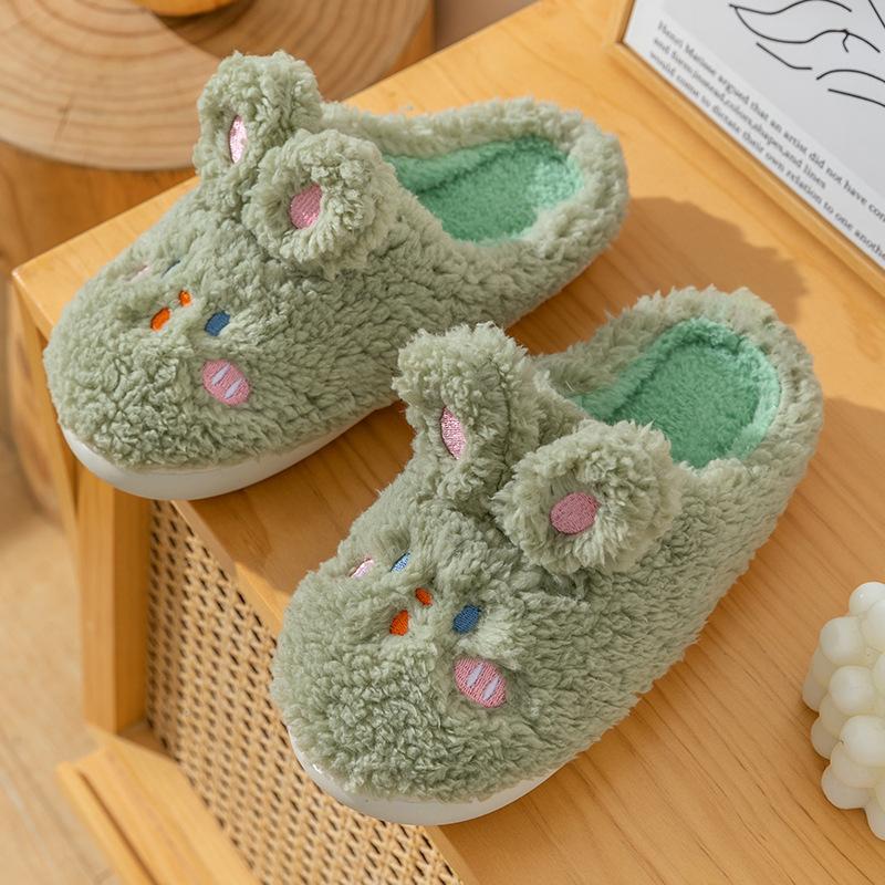 Thick bottom step on shit feeling warm cotton slippers autumn and winter 2025 new indoor home plush cute cotton mop