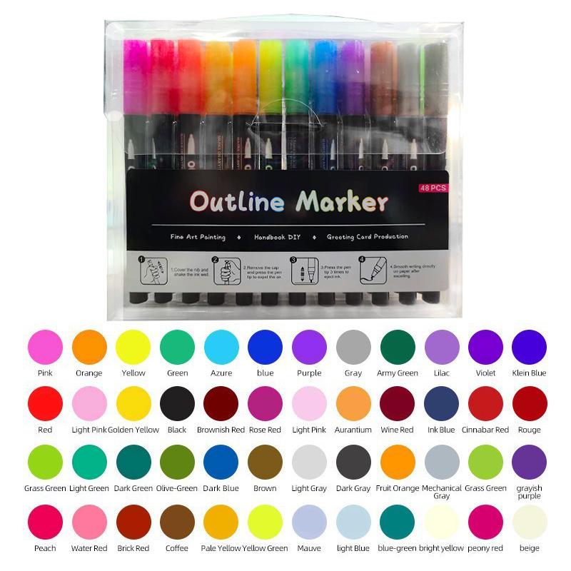 Doppellinien-Umriss-Metallic-Highlighter-Stifte Super-Zickzack-Doppellinien-Stifte Magische Glitzer-Zeichenstifte zum Malen