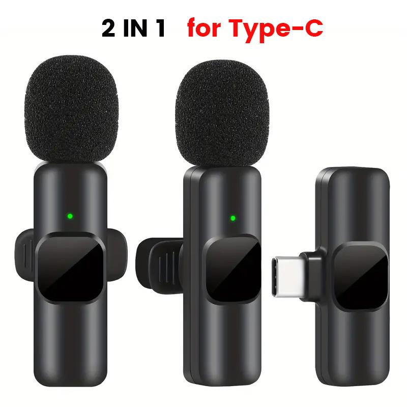 New Wireless Lavalier Microphone Portable Audio Video Recording Mini Mic for iPhone Android Live Broadcast Gaming Phone Mic