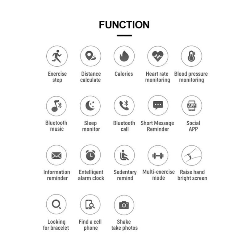 T500 Smart Armbånd Vanntett Sport Berøringsskjerm Smartklokke Puls Blodtrykksmåling