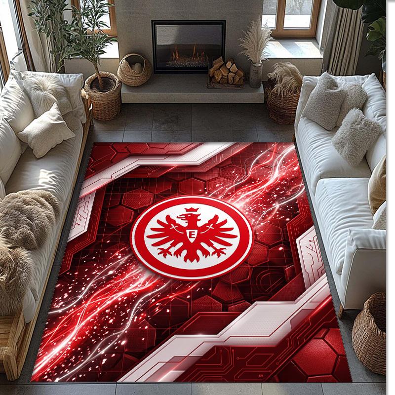 Eintracht Frankfurt Football Print Crystal Velvet Rug, Comfortable Water Absorbent Non Slip Indoor Floor Carpet
