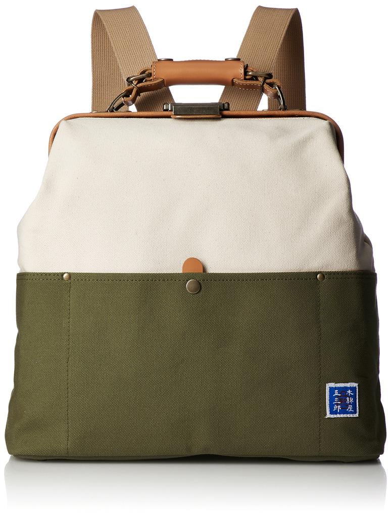 Dulles Backpack Canvas Combination Momenya Gozaburo Made in Toyooka Hyogo the holy land of bags Khaki [Kiwada] [Kiwada] City, Prefecture,