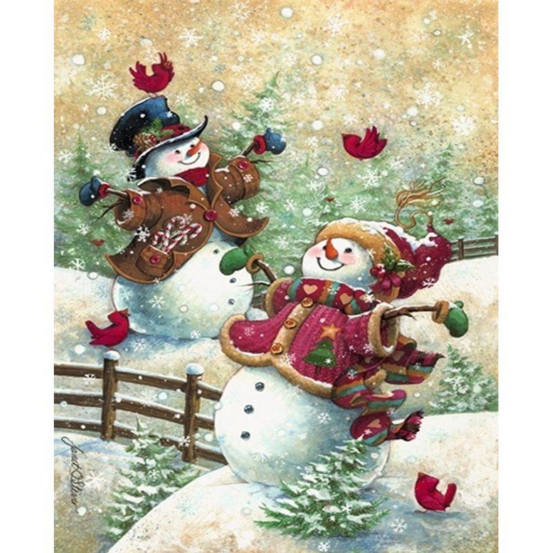 Full Round Drill Diamond Painting 5D Snowman Diamond Embroidery Winter Landscape Cross Stitch Home Decoration