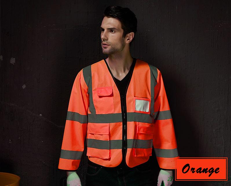 Reflexväst med lång ärm för byggarbete, vägarbete och fiske