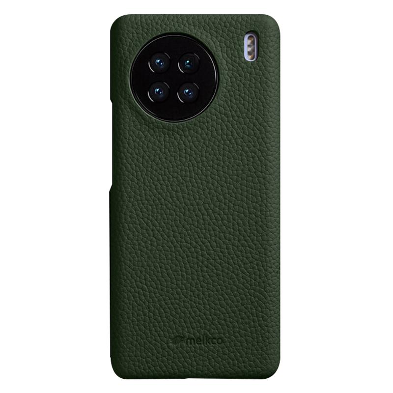 MELKCO Cellphone Case for vivo X90 5G Anti-shock Genuine Cow Leather Coated PC Cover E