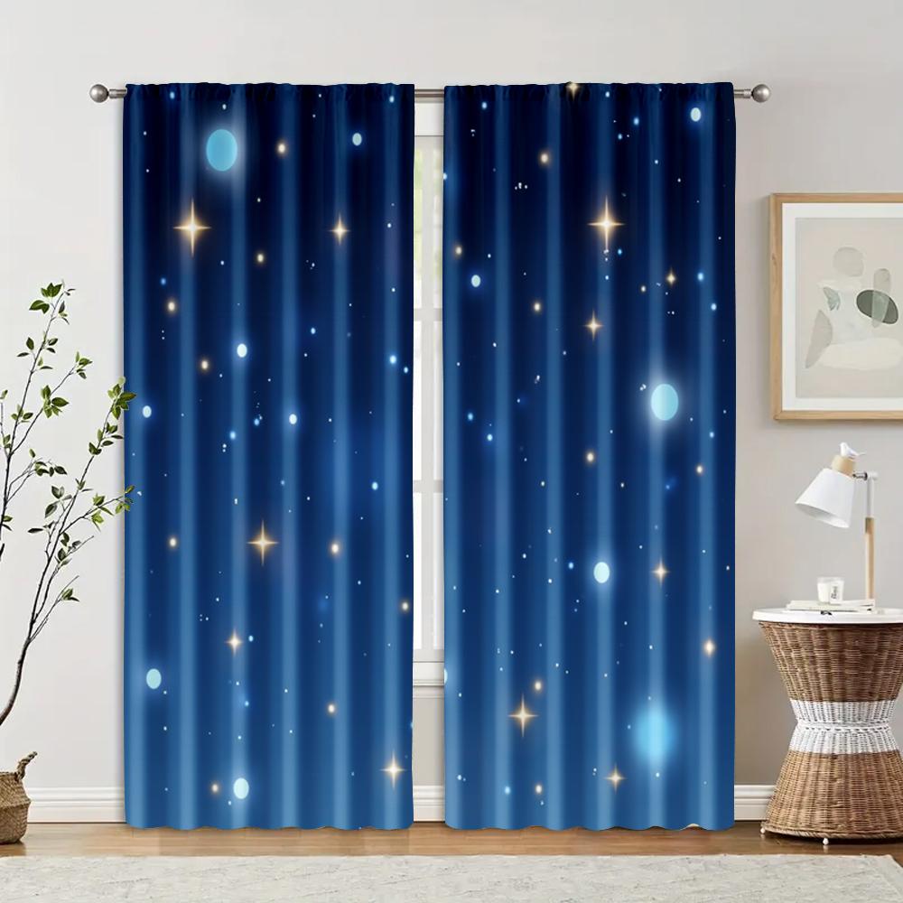 2 ks   Závěsy Digitálně Tištěné Módní Modrá Hvězda Látka (bez tyče) Výprodej věcí pro kuchyň obývací pokoj kancelář ložnici