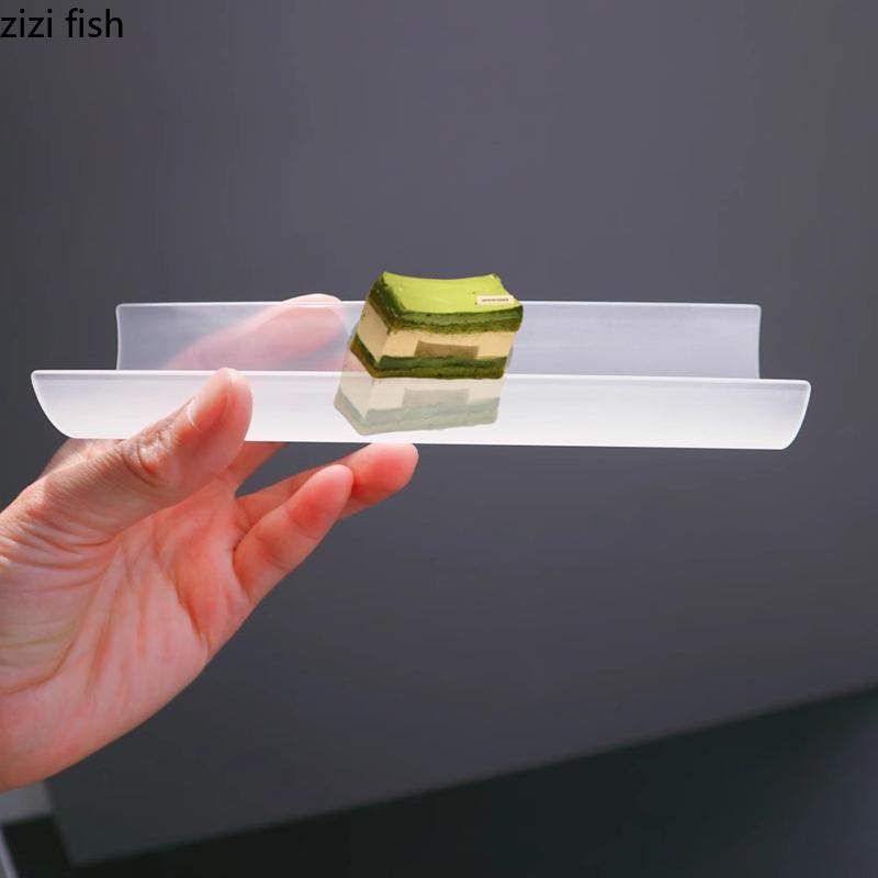 Creative U-shaped Glass Dinner Plate Restaurant Long Strip Dessert Plate Sushi Plate Molecular Cuisine Specialty Tableware