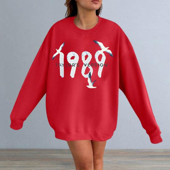 

Осень-зима женский свитшот с буквенным принтом чайки и длинным рукавом, свободный круглый вырез, эластичные манжеты, толстый теплый повседневный женский топ средней длины