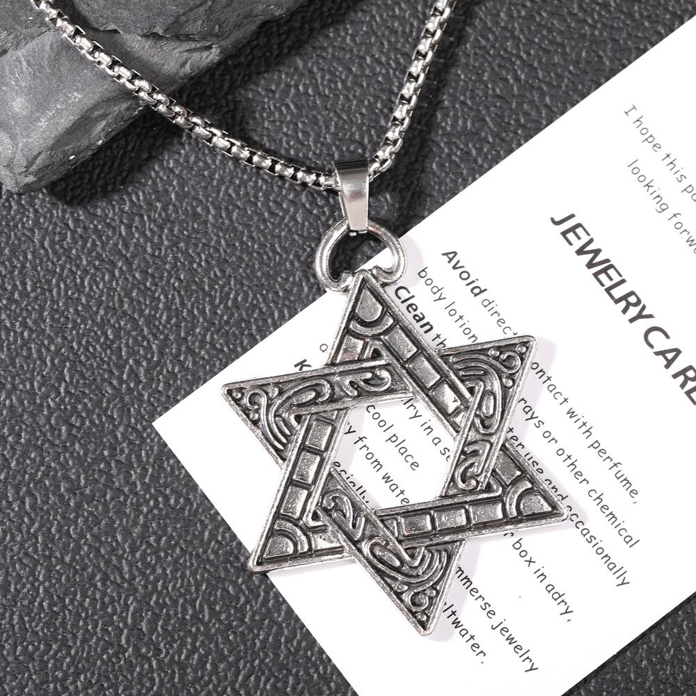 Men's Hexagram Pendant Necklace: Korean Fashion, Vintage Style, Street Hip Hop Accessory