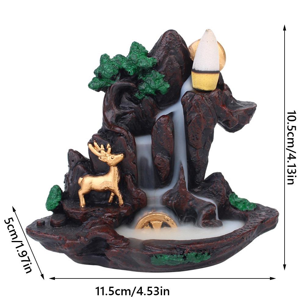 Resin Backflow Incense Burner Mountains River Waterfall Design Waterfall Incense Holder Sandalwood Stand Fragrance Holder