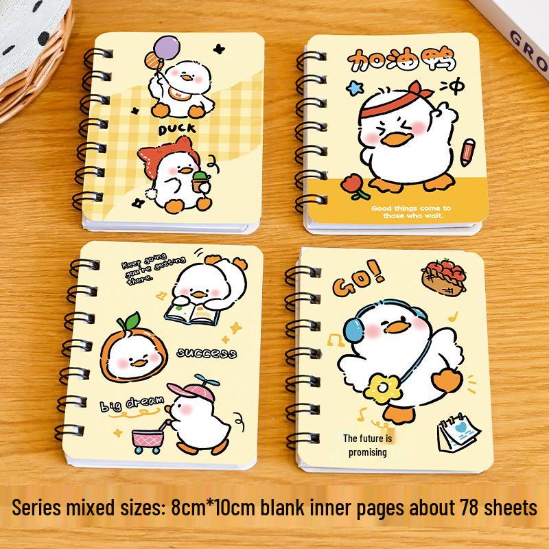 Adorable Side-Flip Duck A7 Pocket Notebook - Cartoon Design for Students 8x10 cm