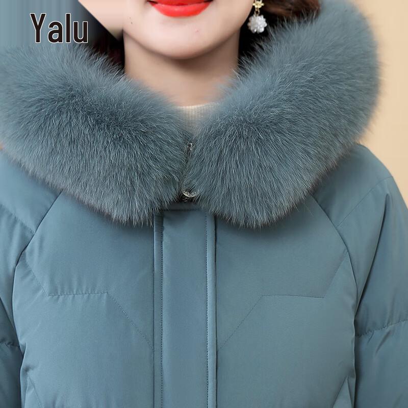 Yalu Women's Mid-length Fox Fur Collar Down Jacket