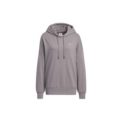 Originals Trefoil Logo Print Drawstring Hoodie With Long Sleeves Women Tops Purple IC8123