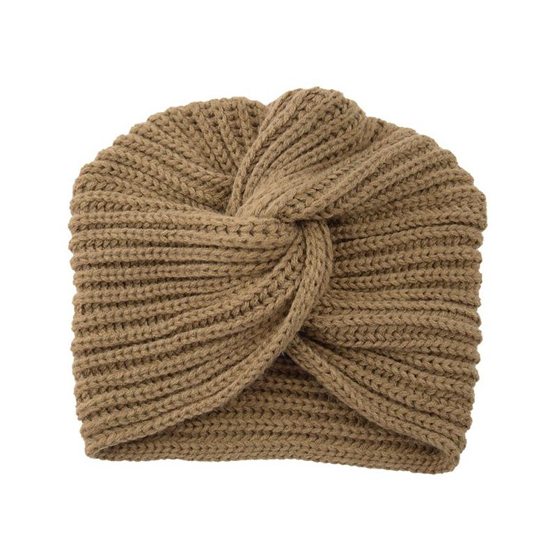 1Pc Women Headwear Head Wrap Hair Loss Turban Solid Color Knitted Cap Polyester