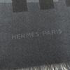 Pristine HERMES Stall Dot Design Large Shawl with Fringe Gray Cashmere Women Used