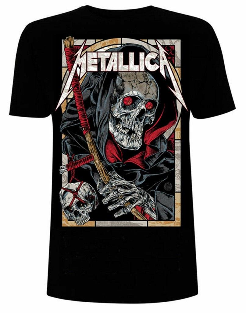 New Metallica Rock Metal Band Retro Skeleton Reaper 3D Neutral Tshirt Street Wear Short Sleeve Round Neck Shirt Mens Wear