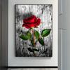 Red Rose, Grey White Background, Environmental Art, Trees, Plants, Oil Painting, Modern Home Decoration Art, Mural Painting