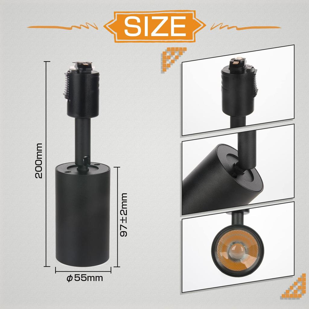 Ygdesign LED Spotlight for Lighting Rails, 100W Equivalent, Integrated LED Lighting, Set of 4, Warm White, 3000K, Duct Rail Spotlight Lighting Bar,