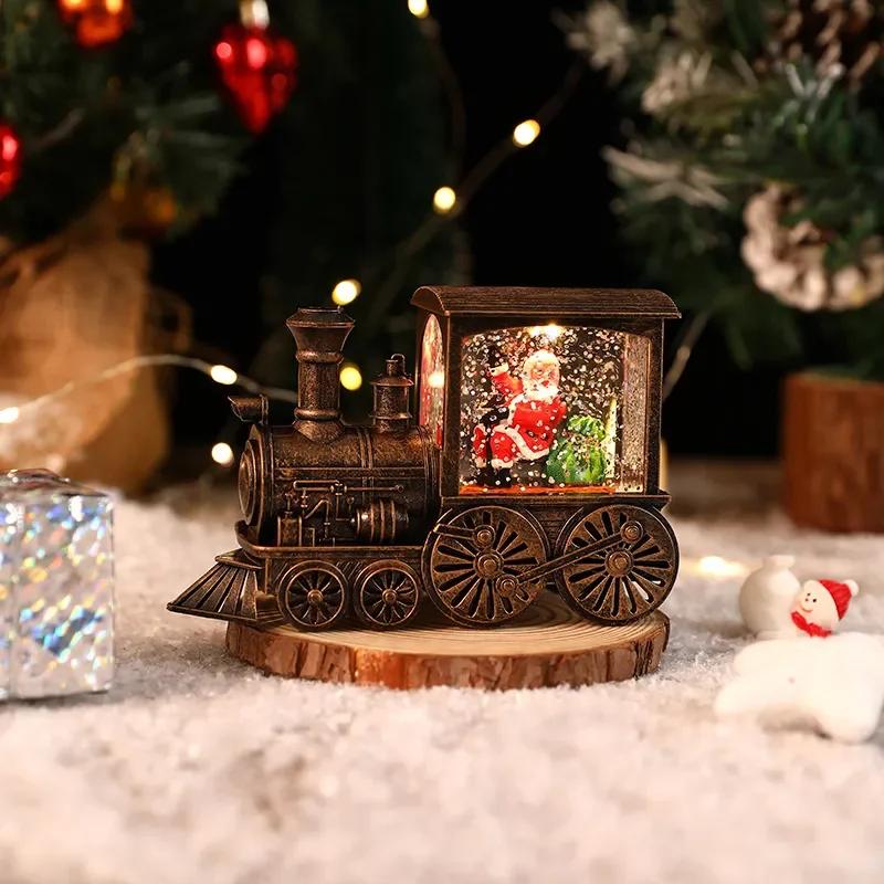 Christmas Eve Gift Charming Water-filled Christmas Train Ornaments with Led Lights Christmas Decorations CrystalBall