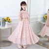 Kleines Mädchen Blumen Chiffon Prinzessin Langes Kleid Kinder Sommer Freizeitkleid