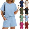 Conjunto Casual de Top de Punto y Shorts para Mujer Ajuste Holgado Color Sólido Conjunto de Dos Piezas Tejido Suave Ligero Ropa de Casa de Verano