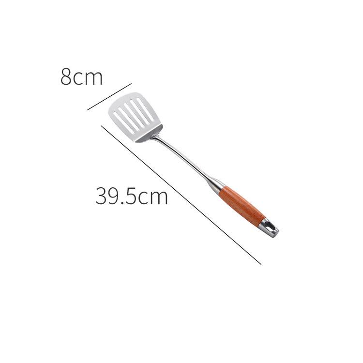 Solid Rosewood & 304 Stainless Steel Kitchen Utensil Set: Soup Ladle, Skimmer, Slotted Spoon, Frying Spatula, Strainer.