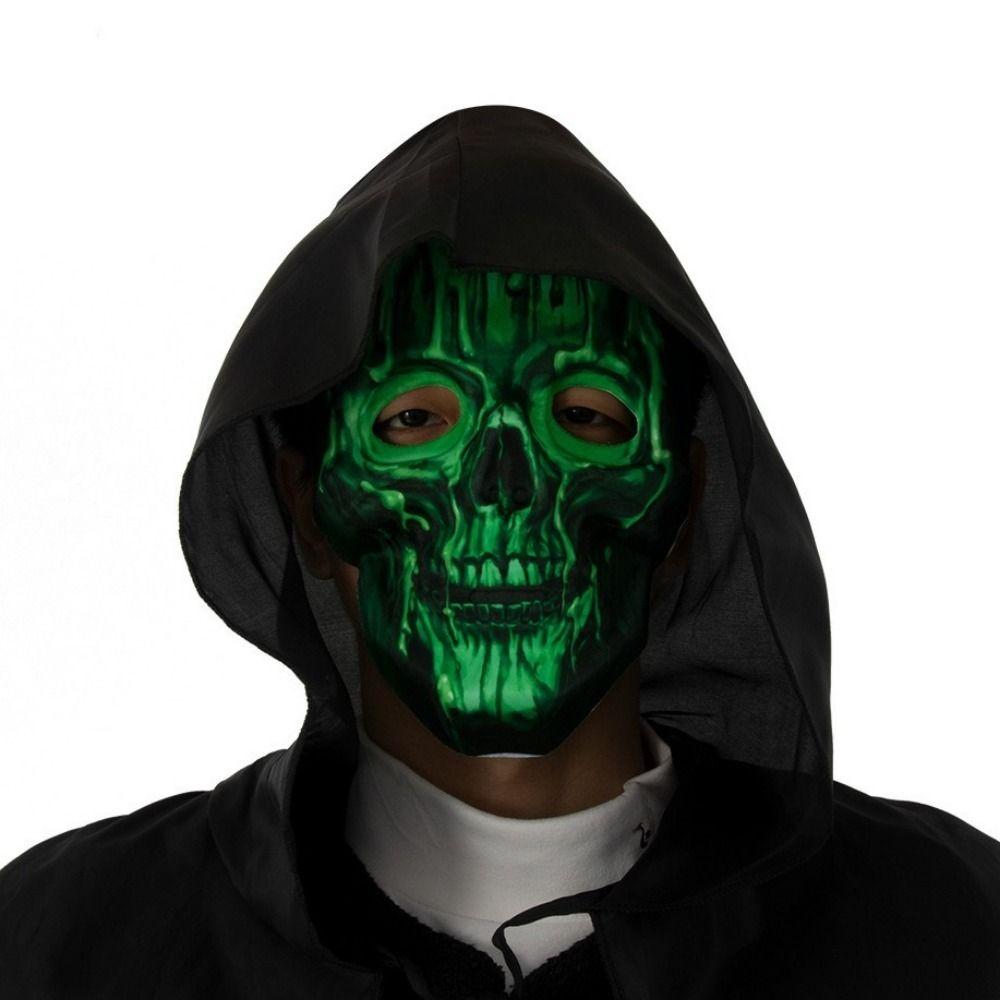 Full Face Halloween Skeleton Mask Spooky Funny Scary Skull Headgear Easy To Wear Luminous Party Cosplay Mask