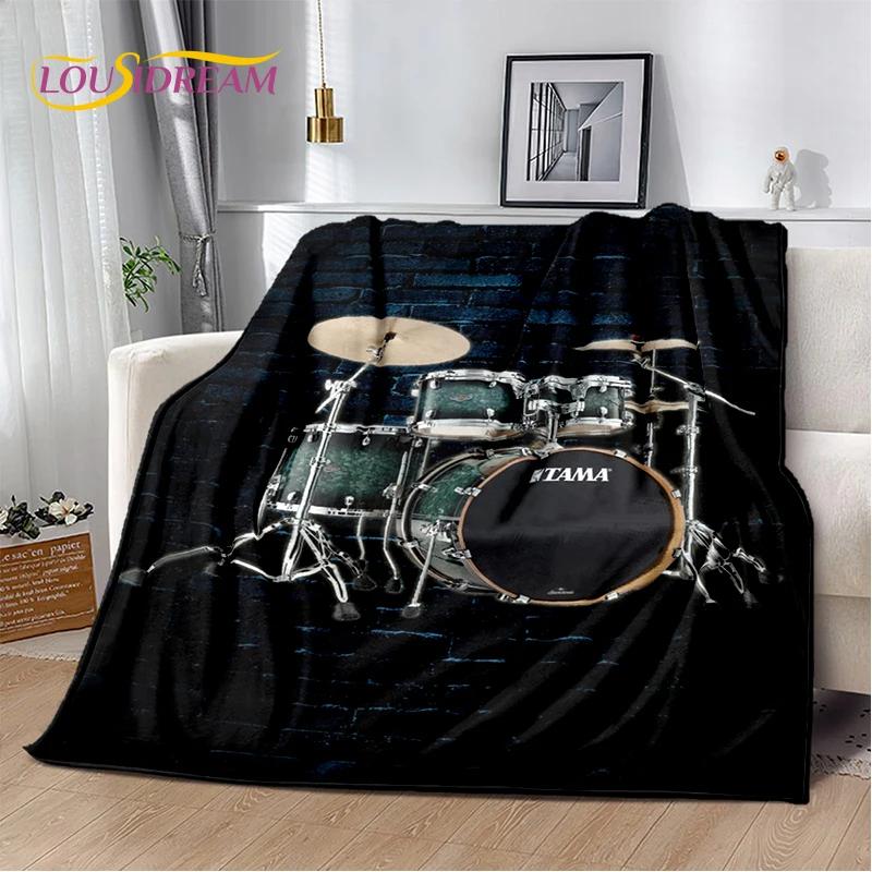 Music Instruments Drum Kit Drum Set Blanket,Soft Throw Blanket for Home Bedroom Bed Sofa Picnic Travel Office Cover Child Gift