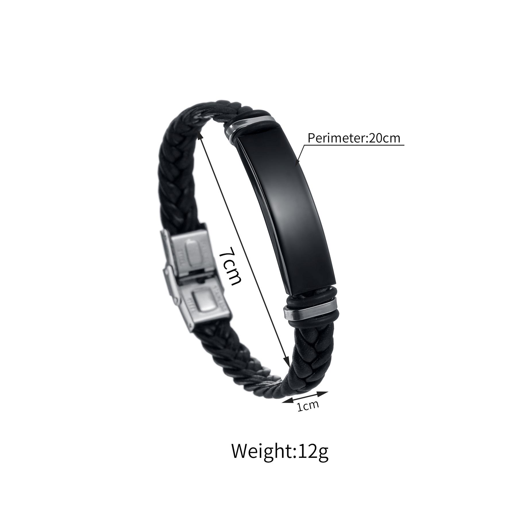 Европа Персонализированный Мужской Браслет из Нержавеющей Стали с Гравировкой и Плетеной Кожей, Браслет для Пары в Стиле Панк