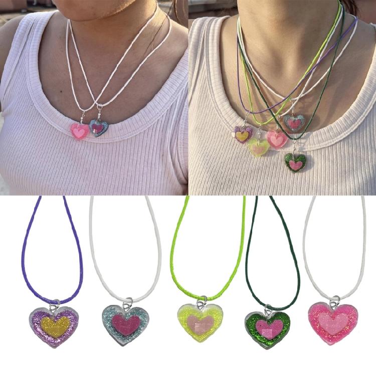 Hip Hop Clavicle Chain Jewelry Heart Choker Necklace Fashion Sweet Heart Charm