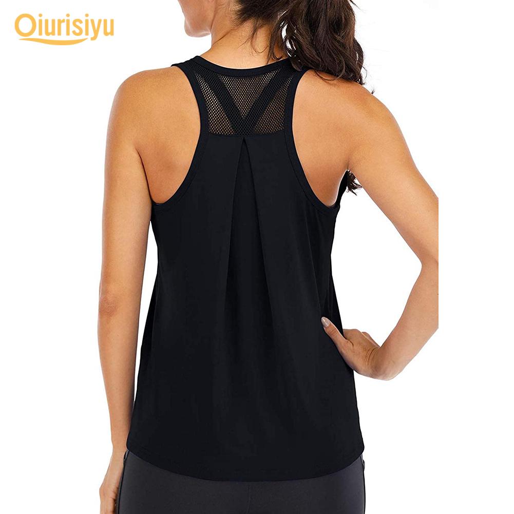 Women Solid Color O Neck Sleeveless Quick Dry Raceback Vest