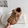 Womens Camel Suede Lace-Up Casual Flat Sneakers