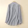 Damenhemd Stehkragen Langarm Einreihig Hemd Oberteile Vertikal gestreifter Druck