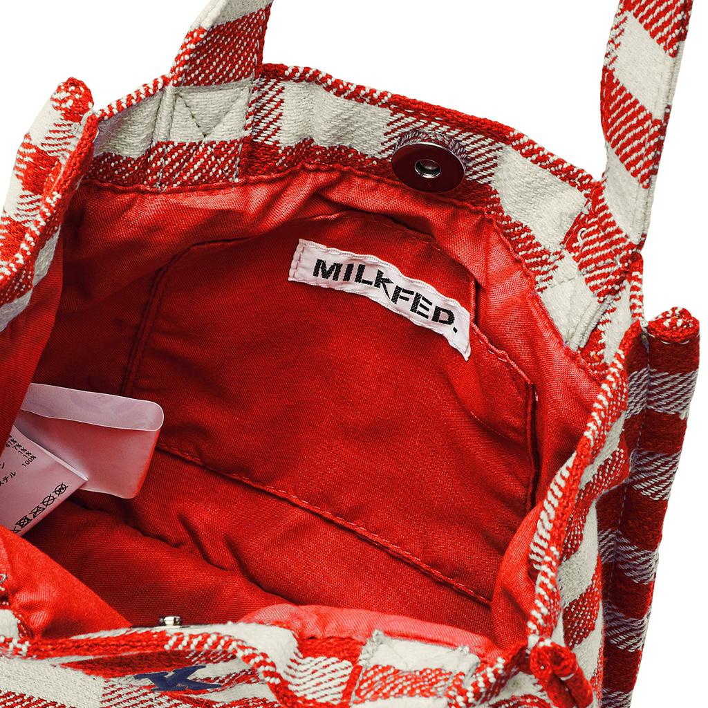 Milkfed GINGHAM MINI TOTE BAG 103202053006 Red Women's