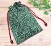 Kyosuke Made In Japan Drawstring Bag Case for Goshuincho Stamp Arabesque 18 X Japanese Dot Green (Temple Book), Pattern, 26.5cm, Pattern,