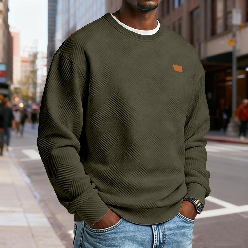 Sudadera Casual de Manga Larga con Cuello Redondo y Textura para Hombre