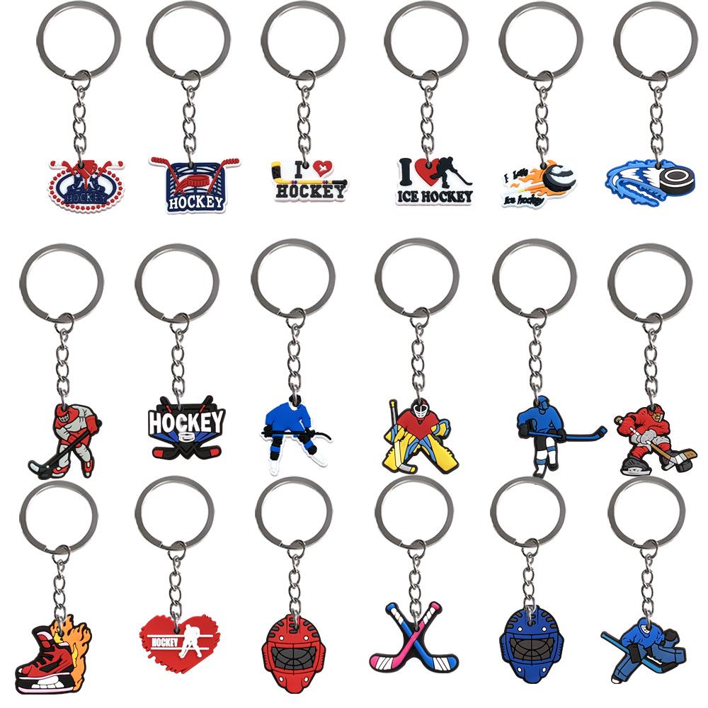 Hockey Backpack Charms: PVC Keychain Pendants, Soft Rubber DIY Ornaments, Small Gift Keychains
